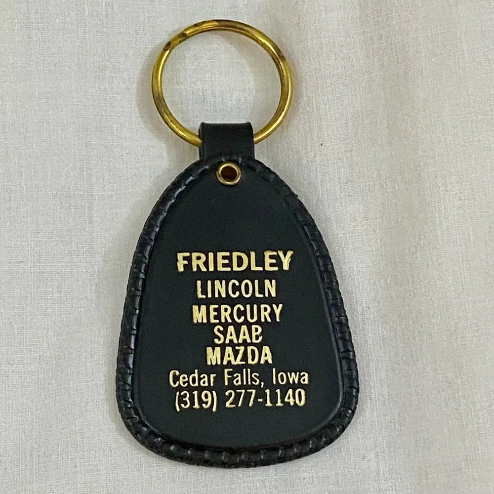 Mercury Cougar Key Fob Mens OS Black Vintage Leather Gold Cat Head Muscle Car